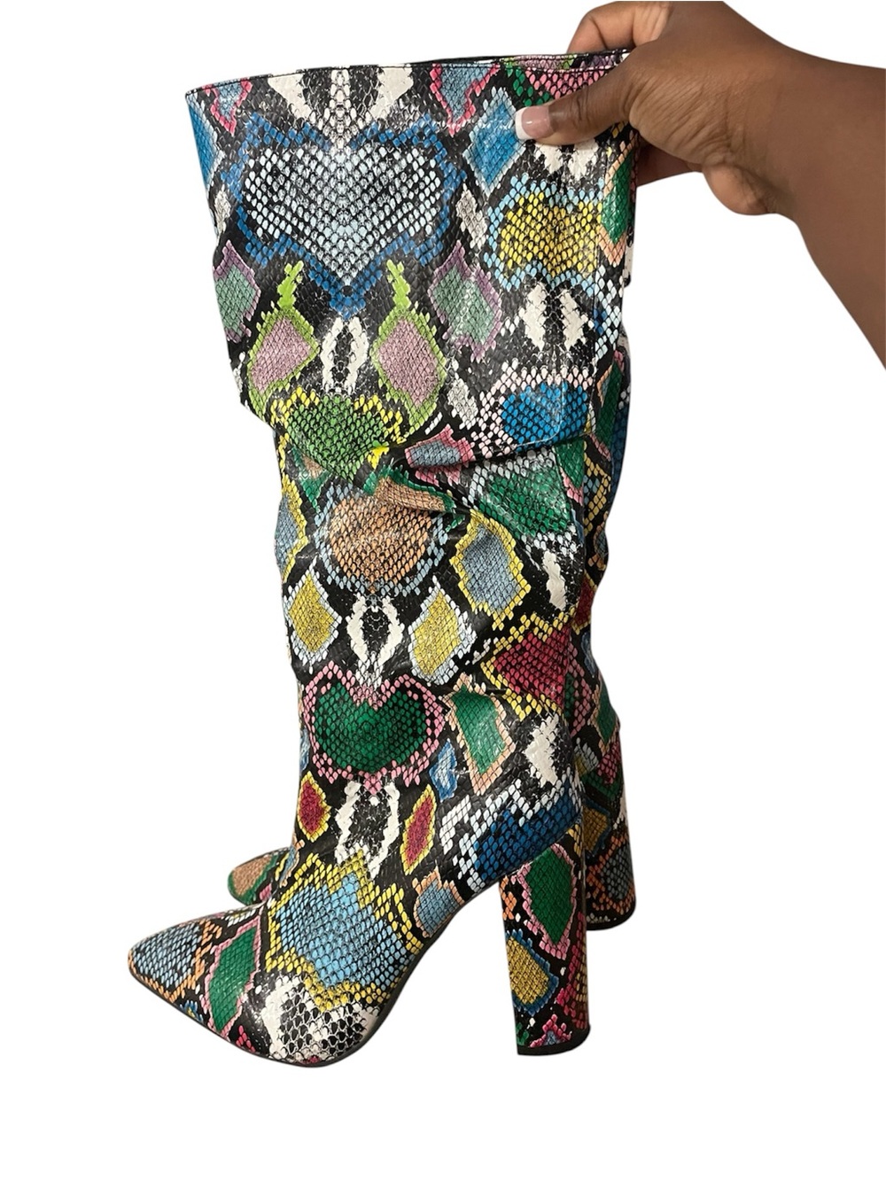 Trendy Retro Style Colorful Snakeskin Boots & Matching Purse Bundle - Picture 7 of 7